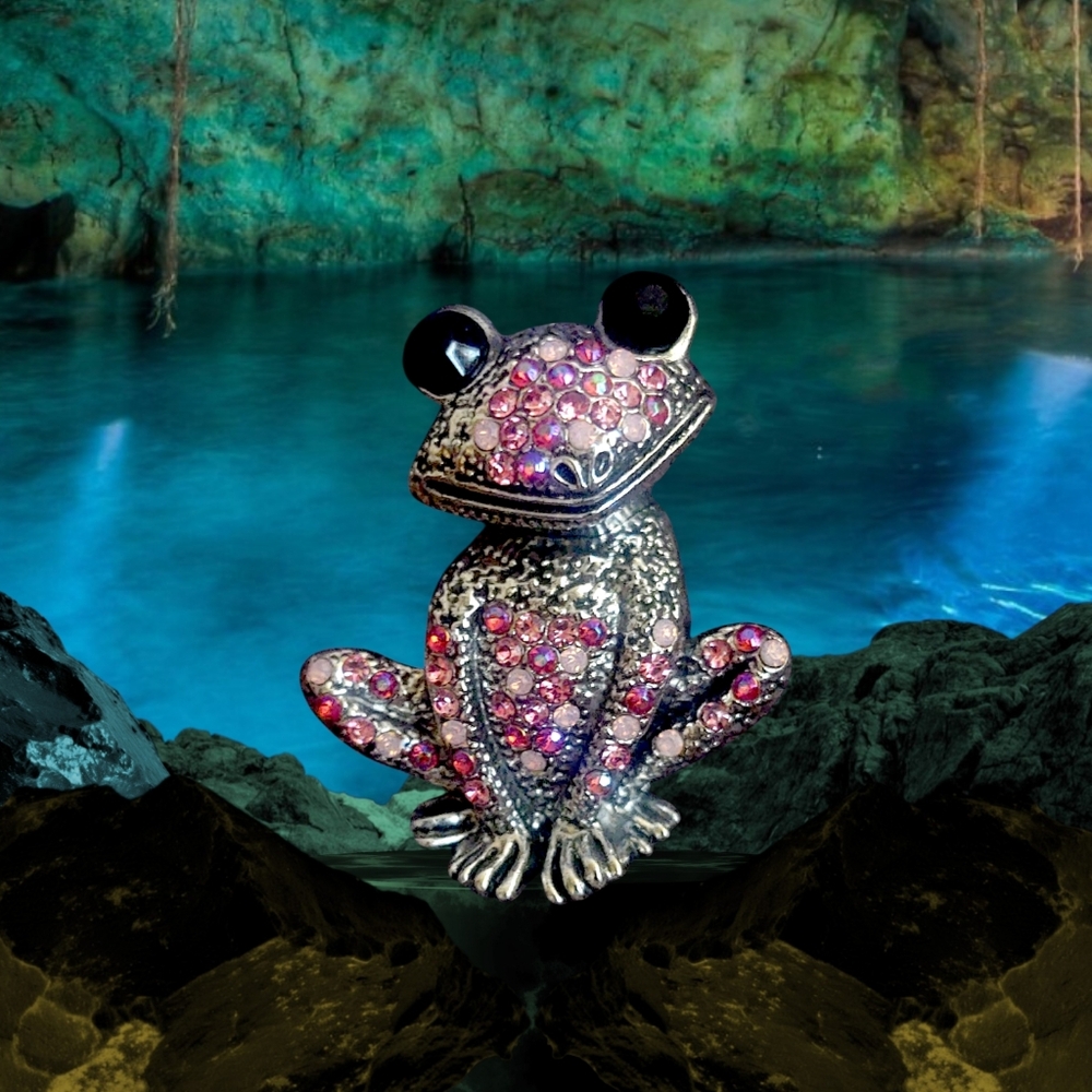 Crystal Pink Frog Brooch - Women Jewelry Brooches